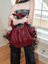 2th Desire Punk Studded Strapped Large Tote Crossbody Bag