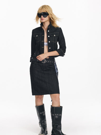 2th Desire Raw Denim Embroidered Washed Punk Women&