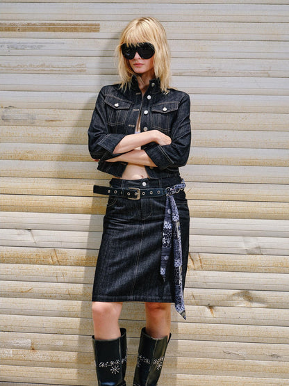 2th Desire Raw Denim Embroidered Washed Punk Women&