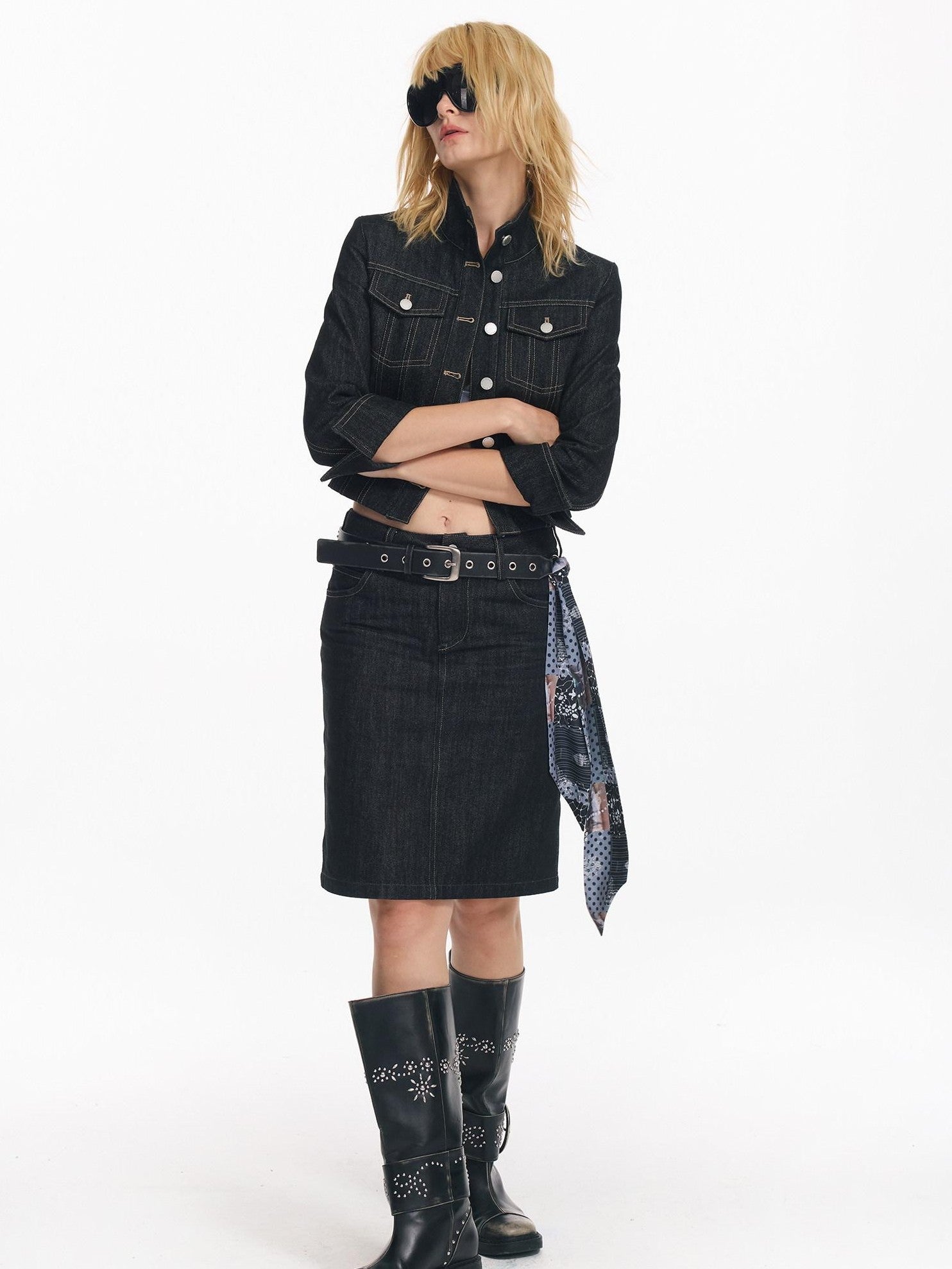 2th Desire Raw Denim Embroidered Washed Punk Women&