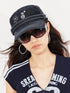 Raw Denim Polka Dot Flower Embroidery Equestrian Hat