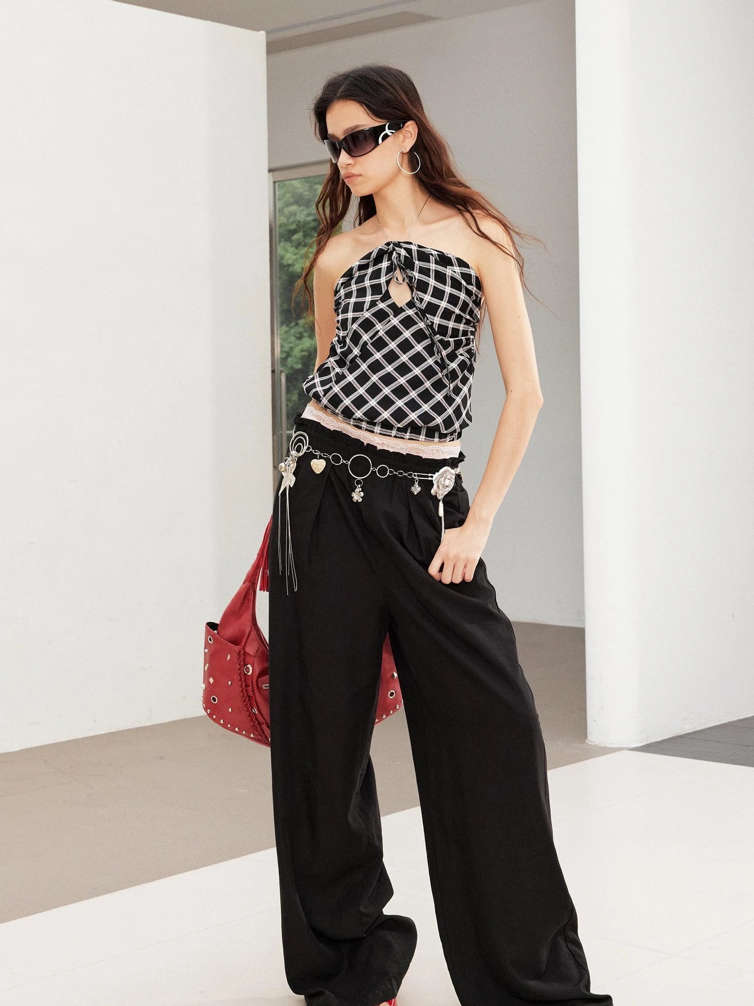 Relaxed Linen Pants With Vintage Lace Trim Waistband