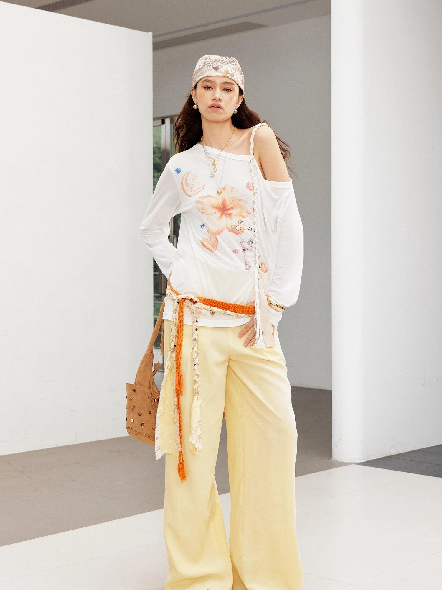 Relaxed Linen Pants With Vintage Lace Trim Waistband