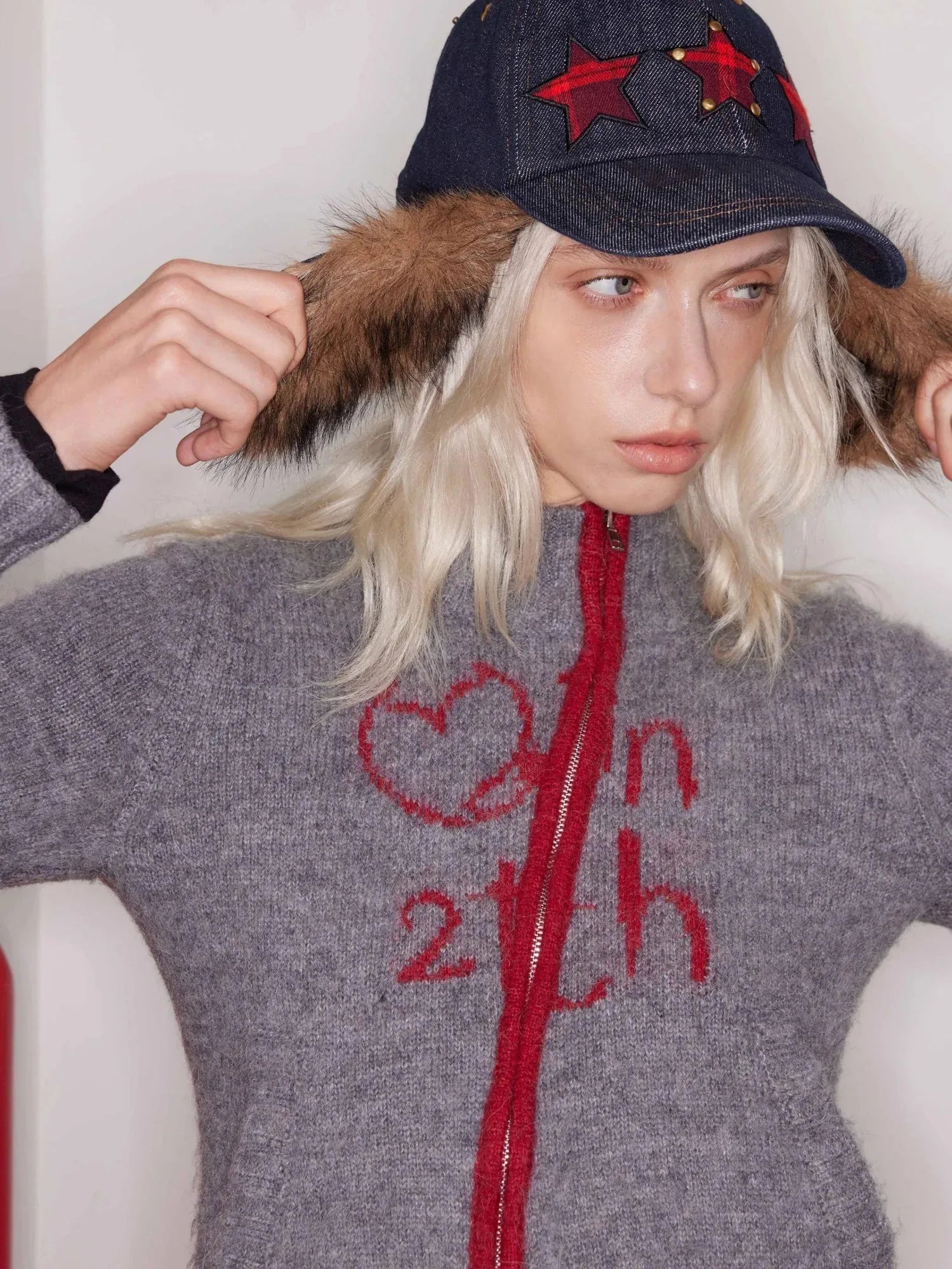 Removable Star Heart Patch Studded Snapback Cap