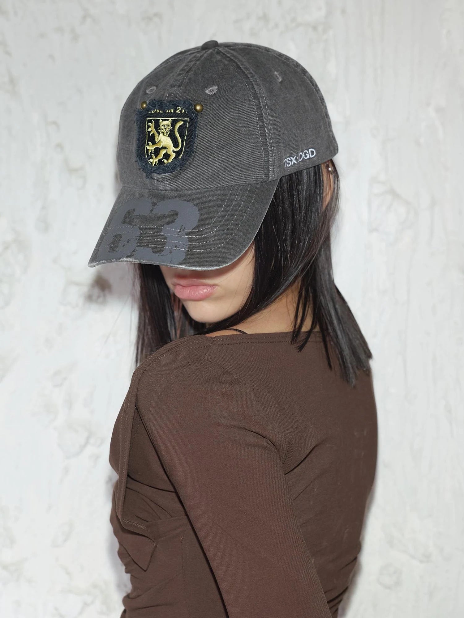 Retro Digital Print Embroidered Letter Washed Baseball Cap