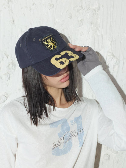 Retro Digital Print Embroidered Letter Washed Baseball Cap