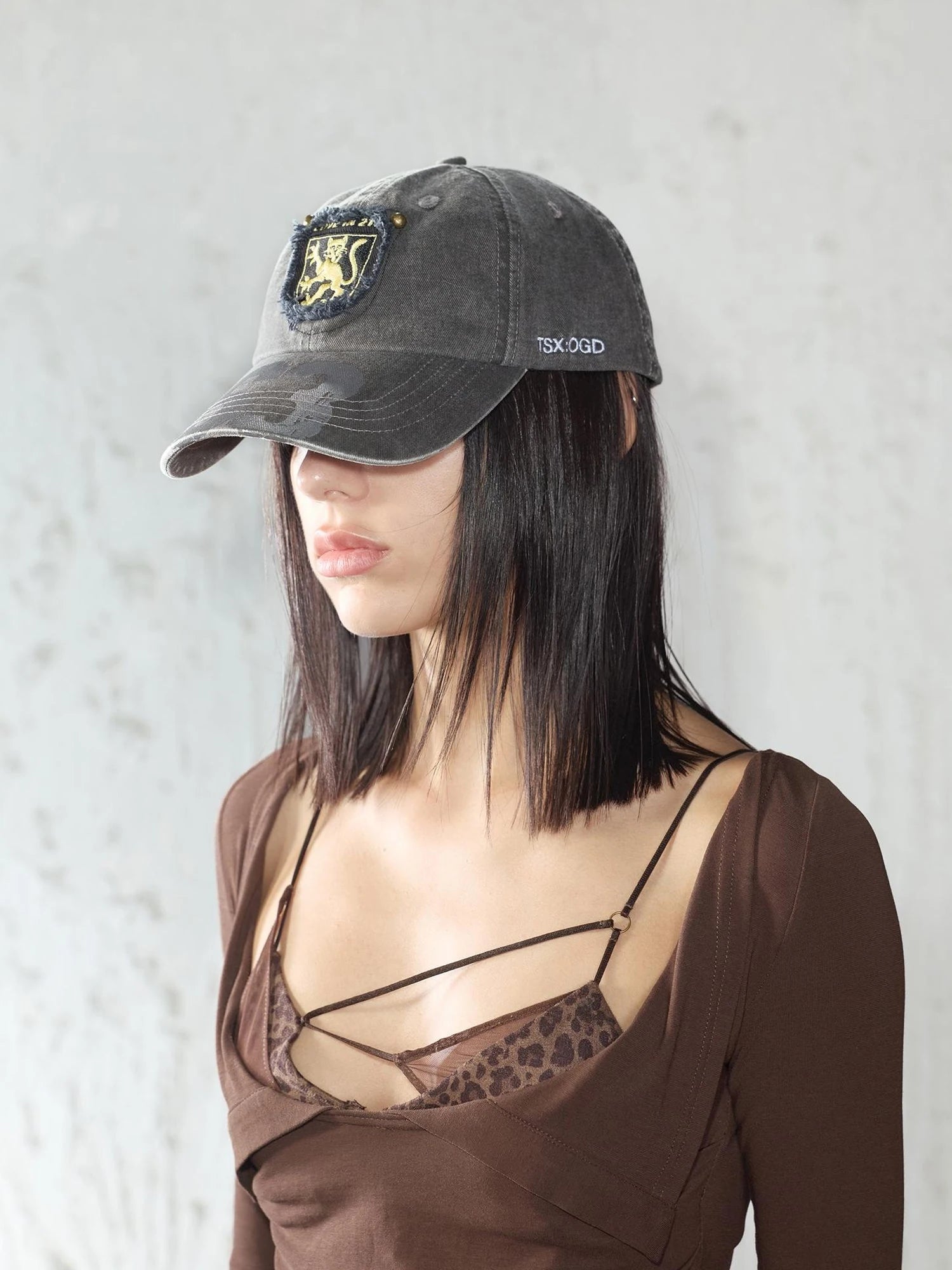Retro Digital Print Embroidered Letter Washed Baseball Cap