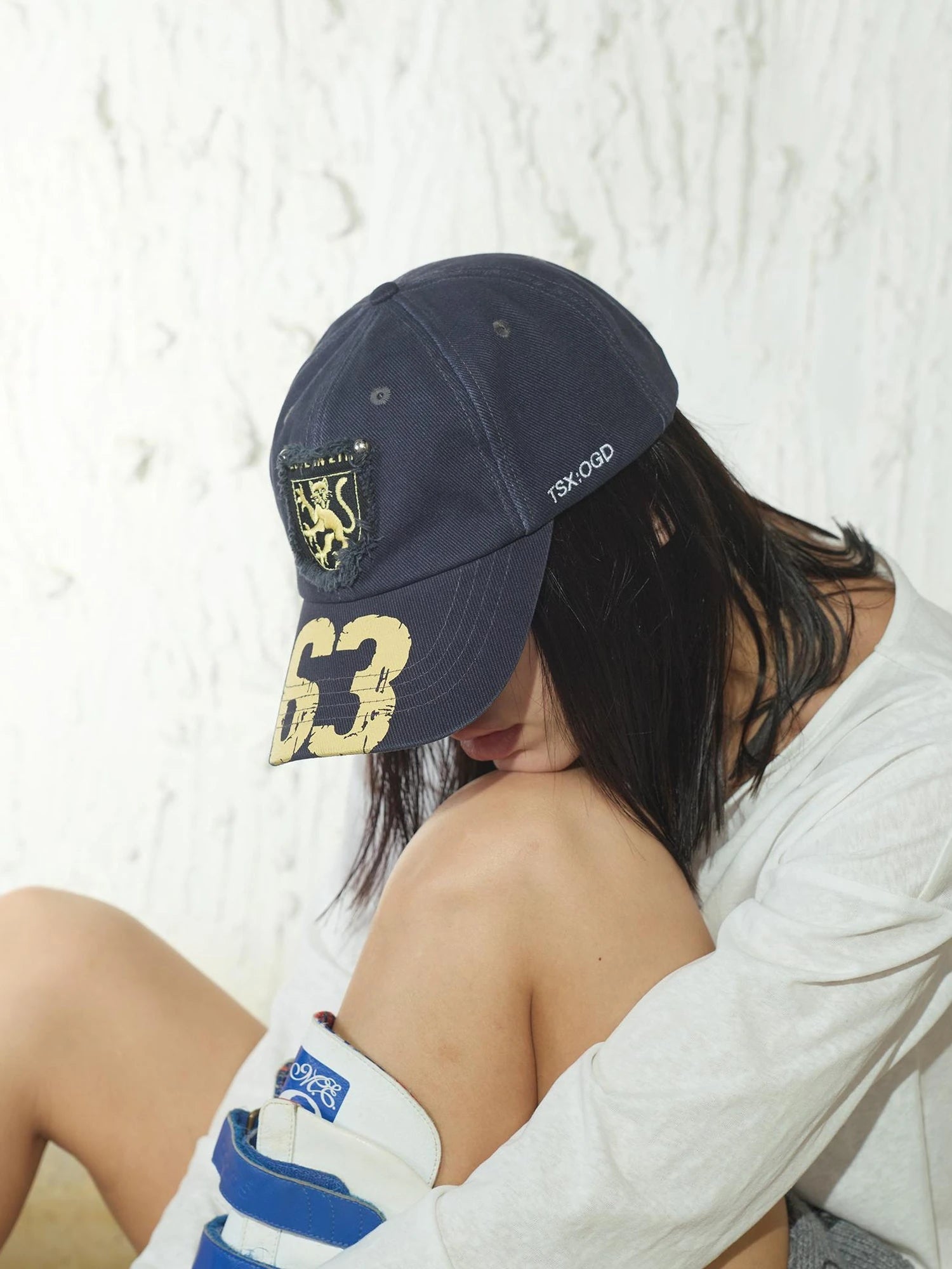 Retro Digital Print Embroidered Letter Washed Baseball Cap