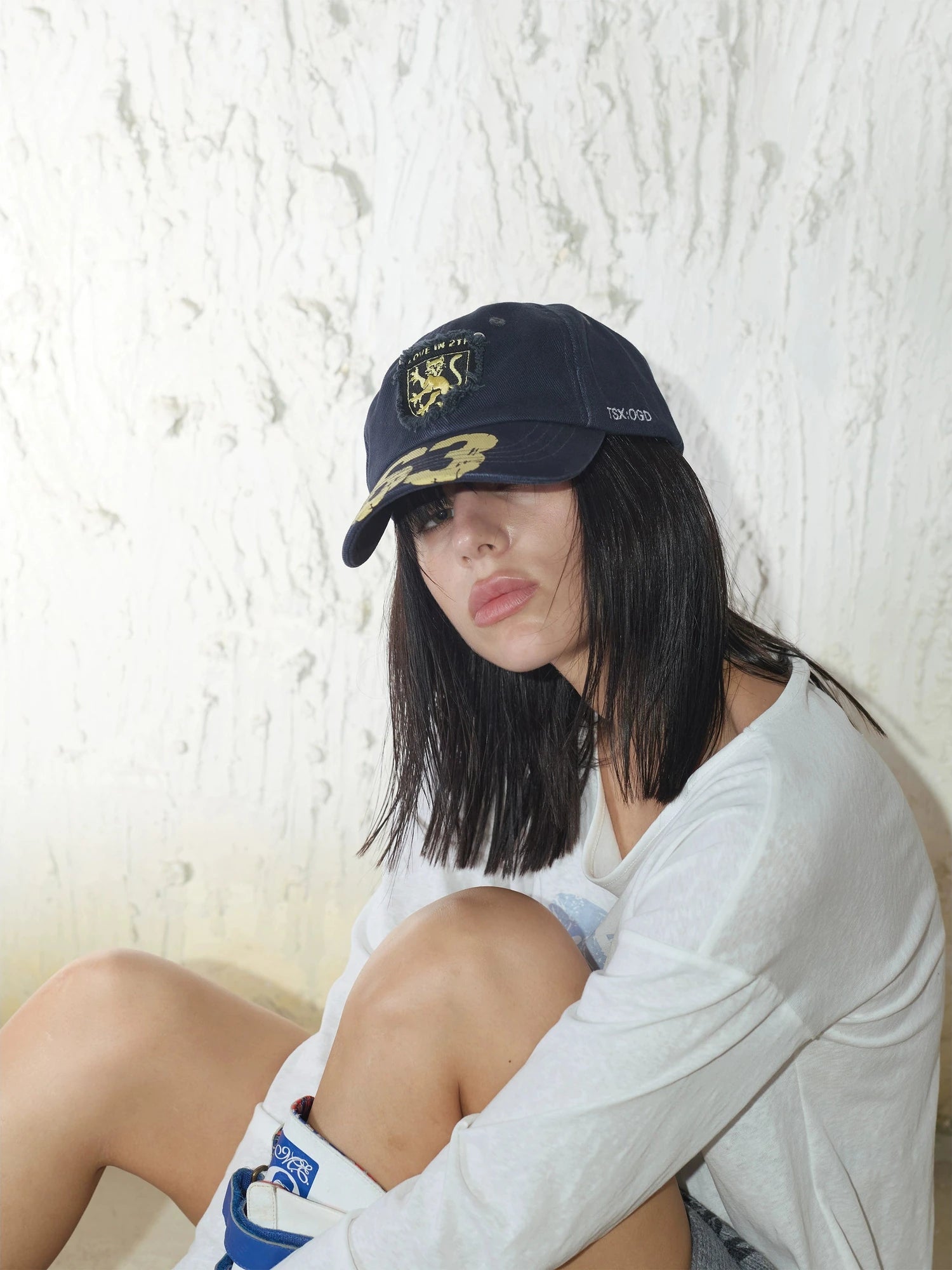 Retro Digital Print Embroidered Letter Washed Baseball Cap
