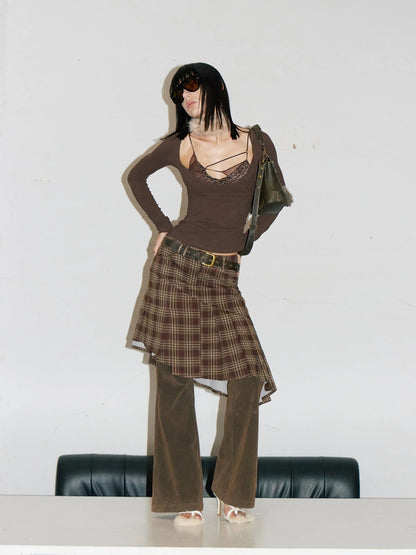 Retro Leopard Print Mesh Layered Corset Top