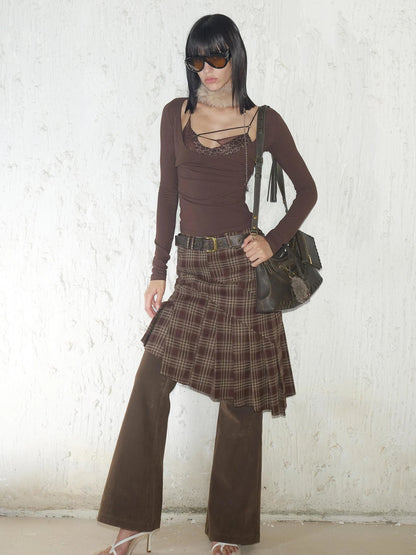 Retro Leopard Print Mesh Layered Corset Top