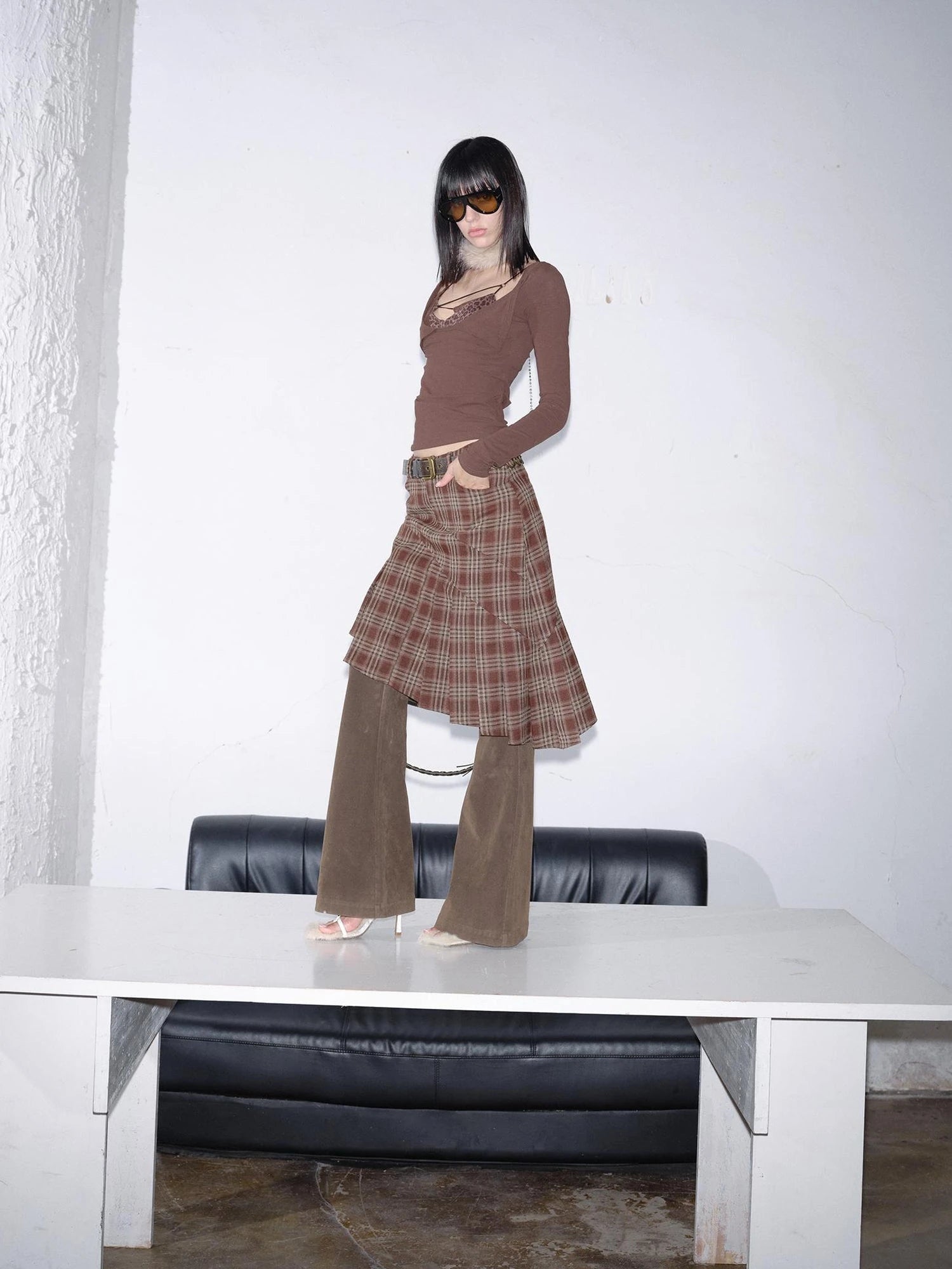 Retro Leopard Print Mesh Layered Corset Top