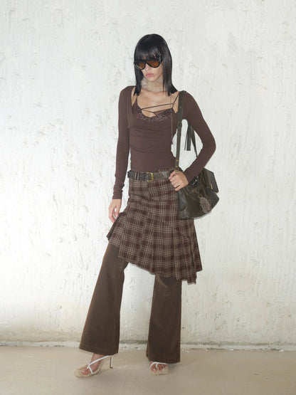 Retro Leopard Print Mesh Layered Corset Top