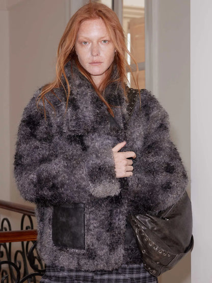 Reversible Faux Fur And Shearling Studded Coat