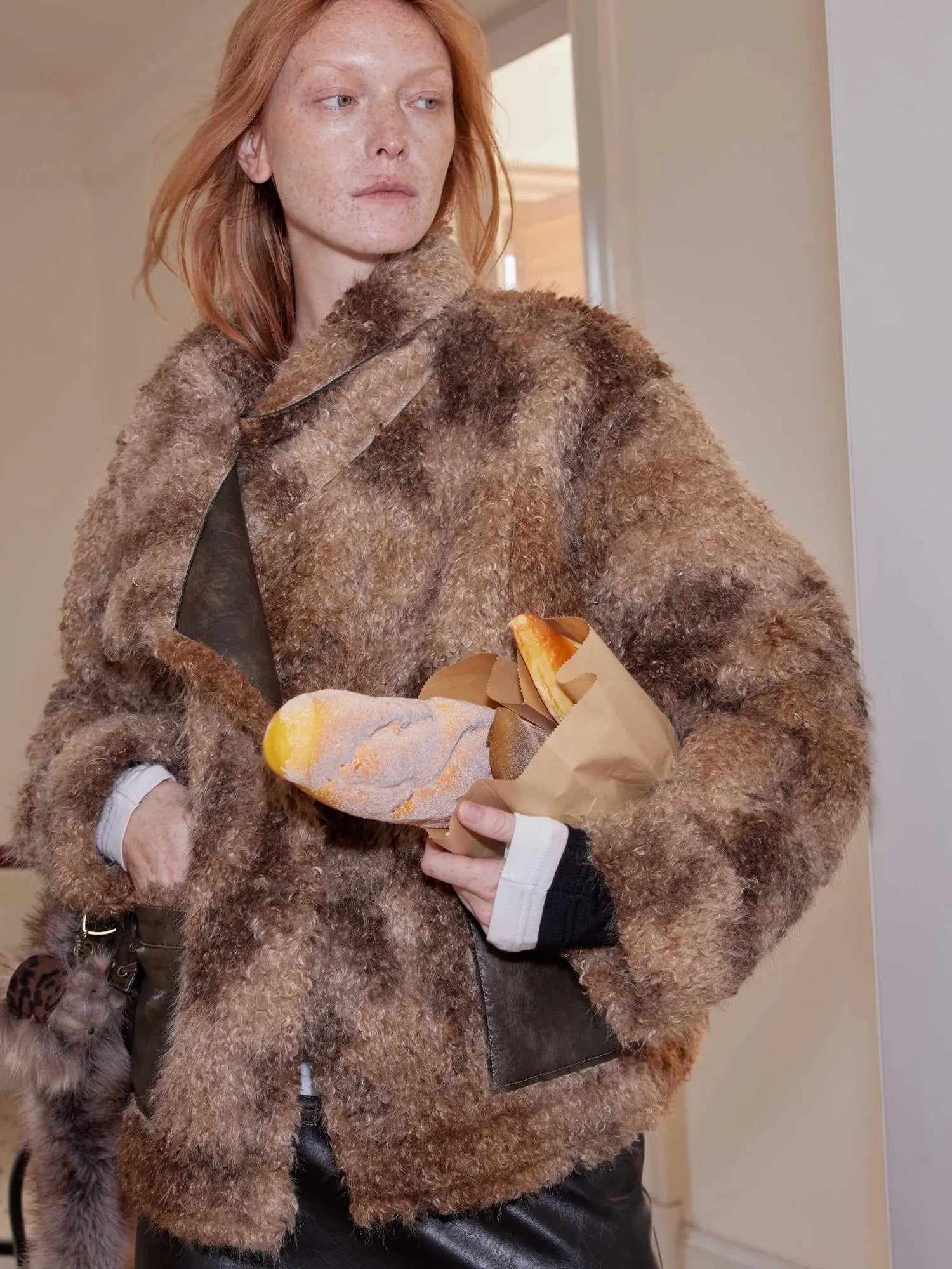 Reversible Faux Fur And Shearling Studded Coat