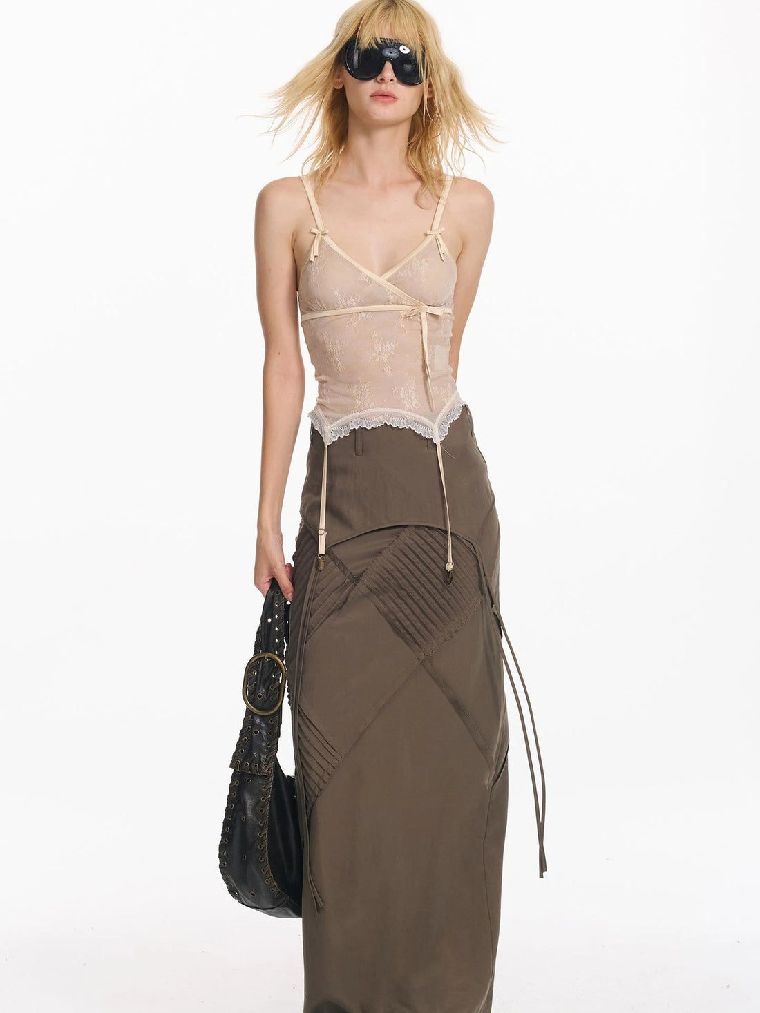 Sheer Lace Mesh Bowknot Camisole