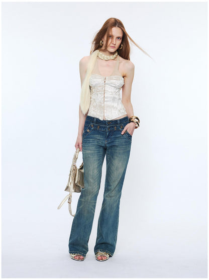 2th Desire Sheer Mesh V-neck Slim Fit Cropped Plaid Zipper Front Tank For Women Camisoles