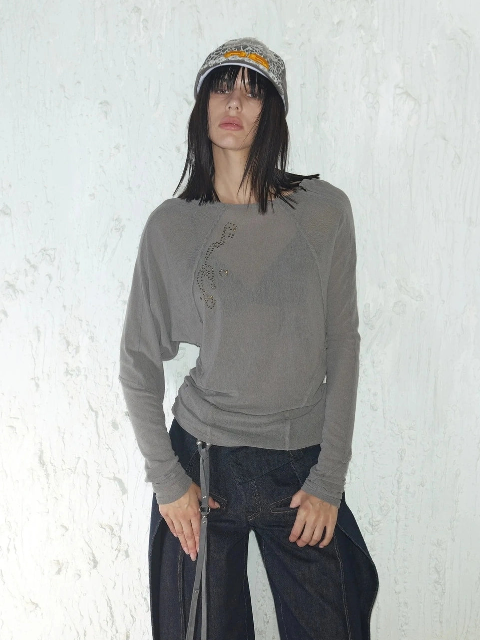 2th Desire Side Zipper Frayed Edge Knit Top T-shirt
