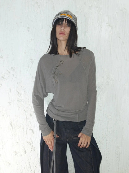 2th Desire Side Zipper Frayed Edge Knit Top T-shirt