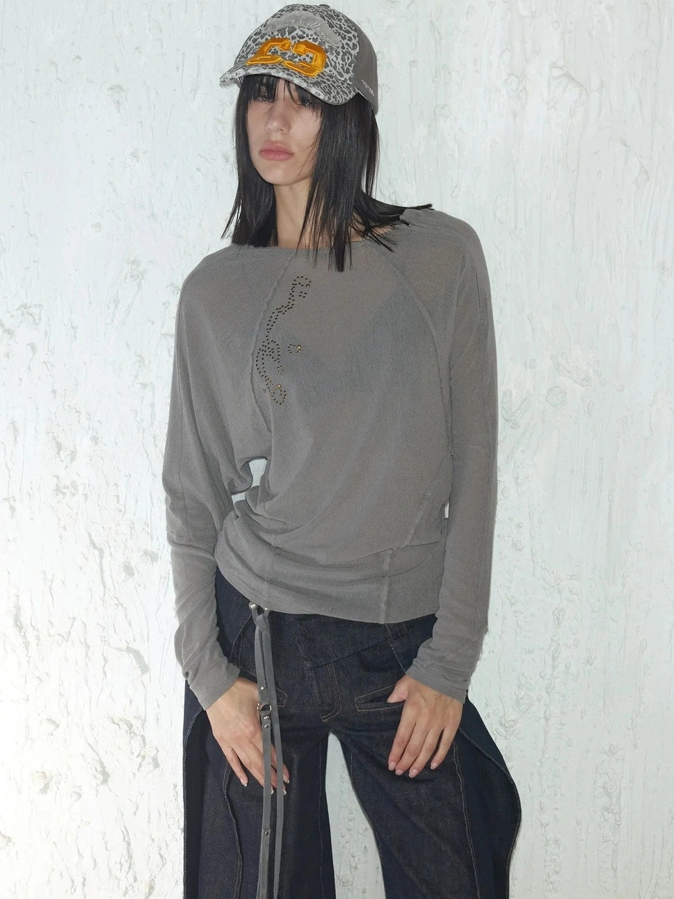 2th Desire Side Zipper Frayed Edge Knit Top T-shirt