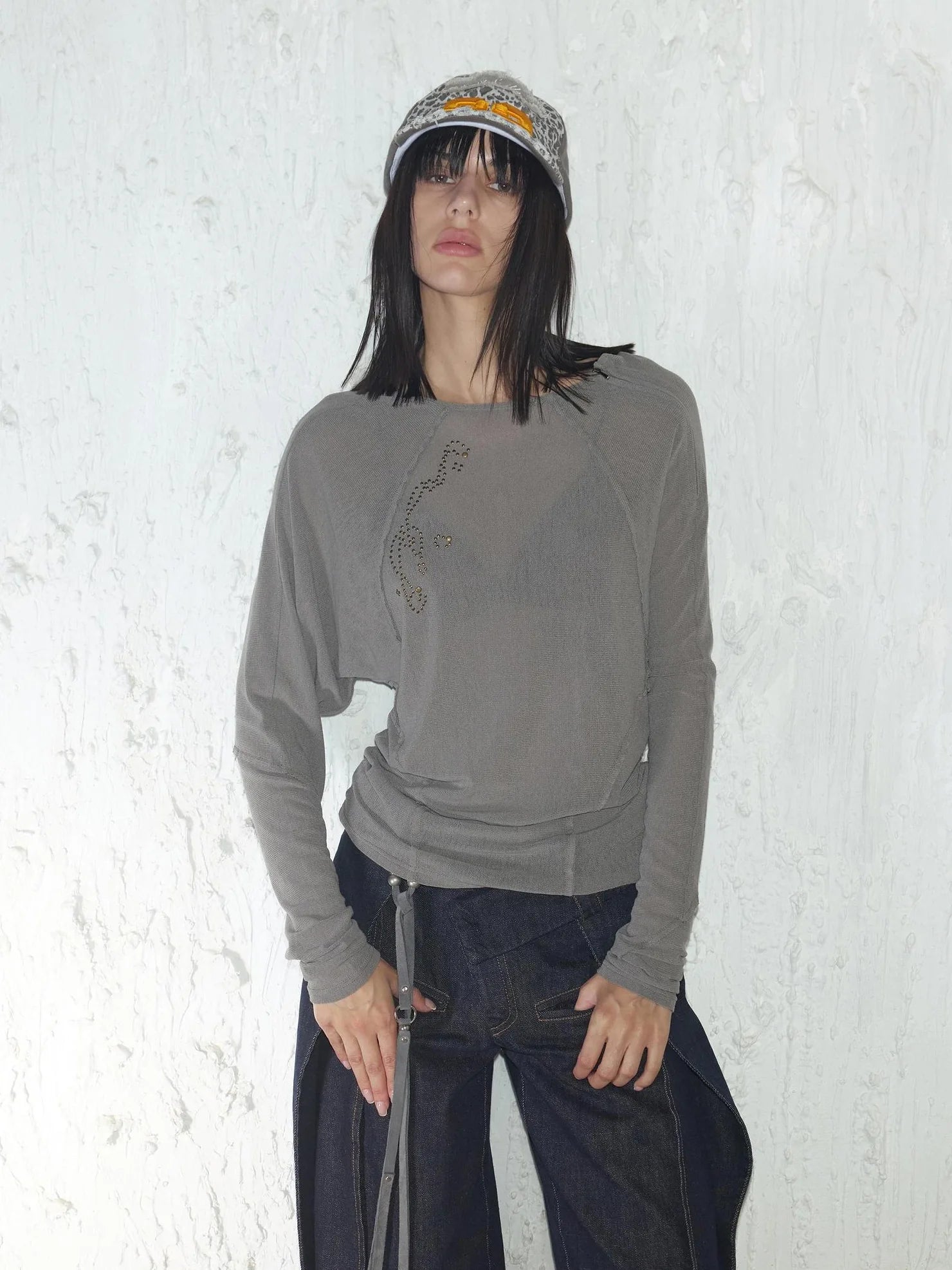 2th Desire Side Zipper Frayed Edge Knit Top T-shirt