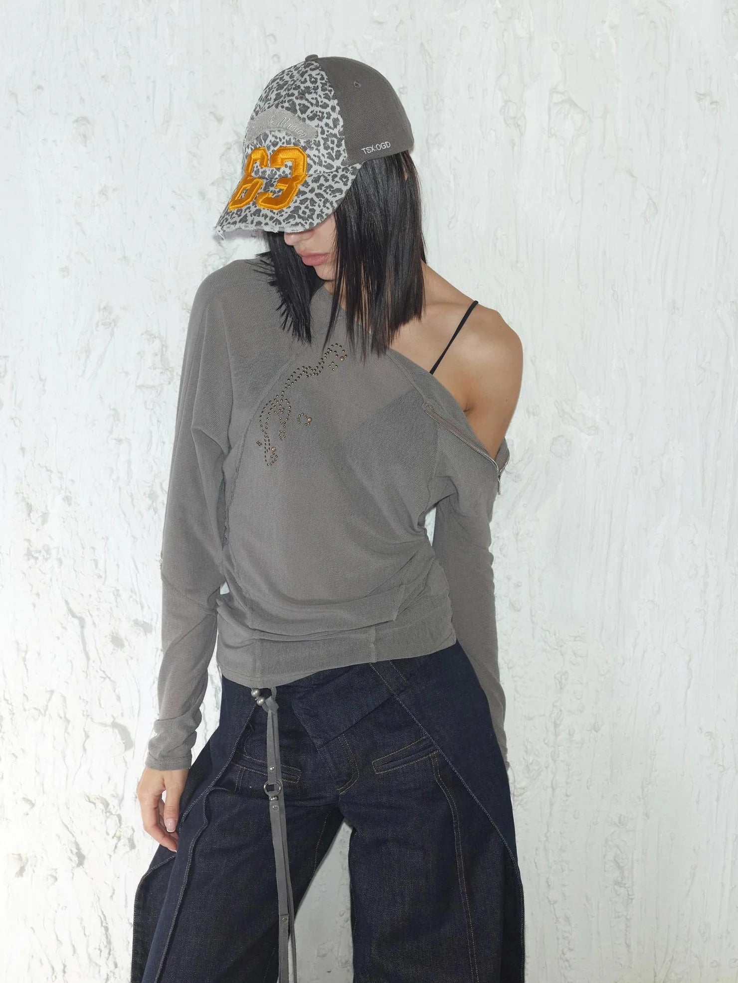 2th Desire Side Zipper Frayed Edge Knit Top T-shirt