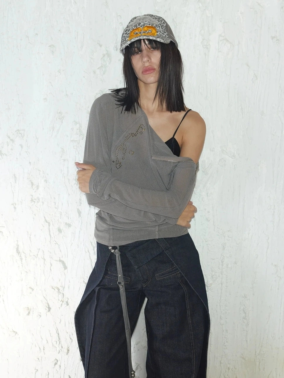 2th Desire Side Zipper Frayed Edge Knit Top T-shirt