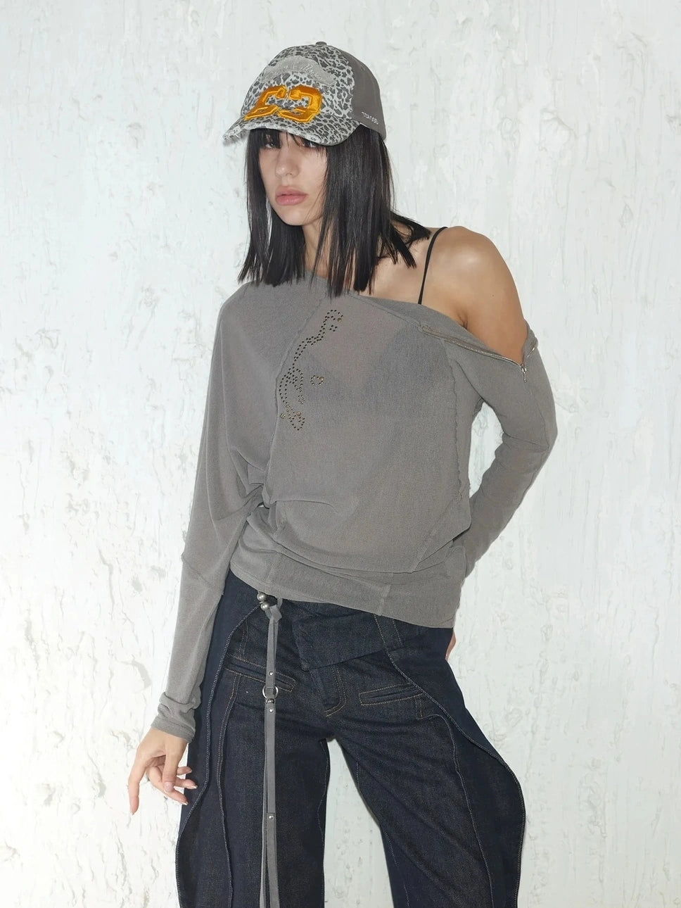 2th Desire Side Zipper Frayed Edge Knit Top T-shirt