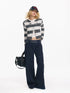 Star Patterned Color Block Wool Knit Cardigan