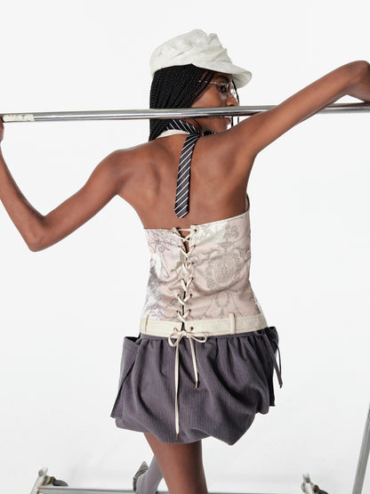 2th Desire Strappy Open Back Deconstructed Vest Necklace Top