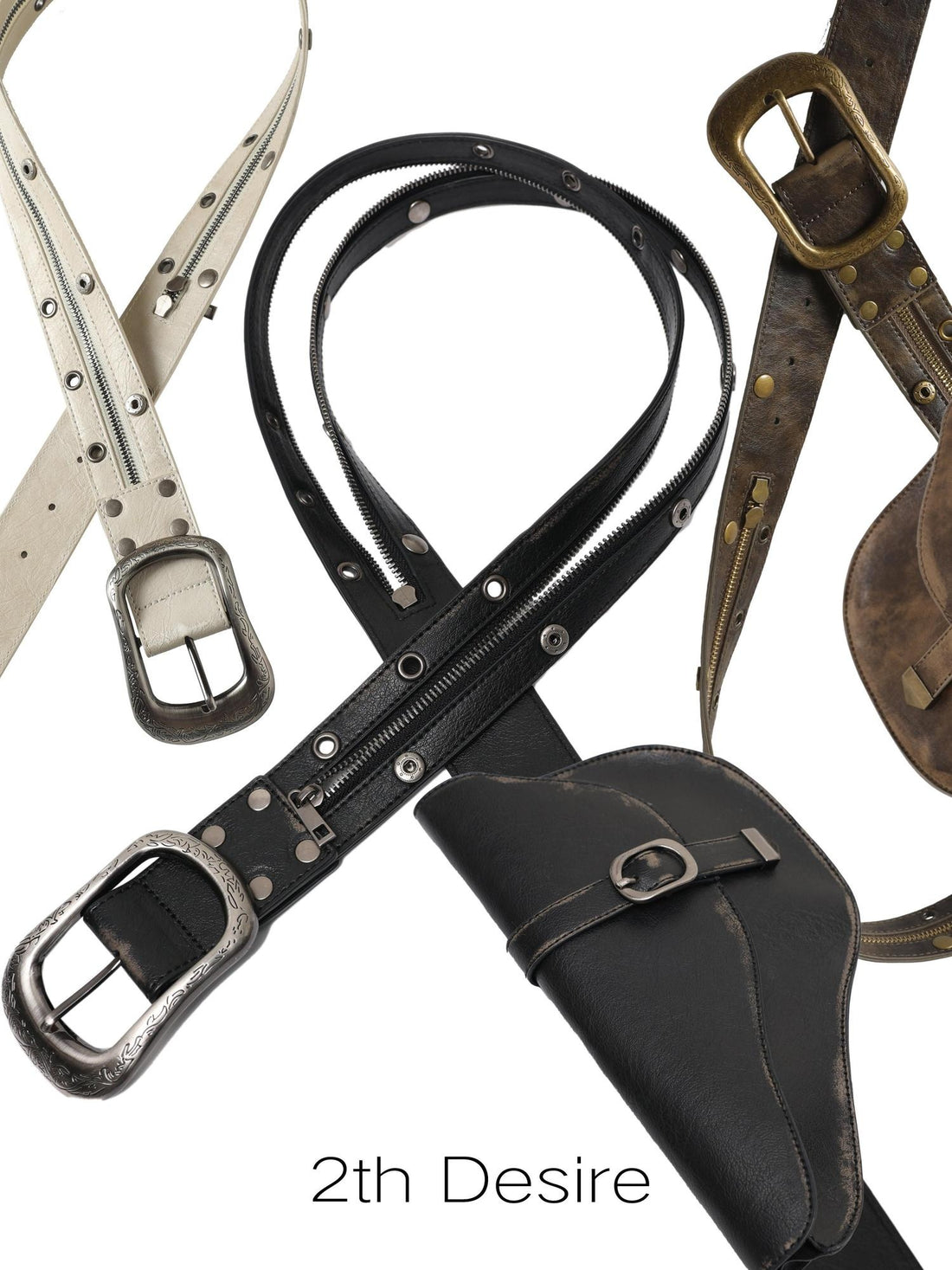 2th Desire Studded Statement Polyester Waist Belt With Metal Buckle Women Fashion Belts