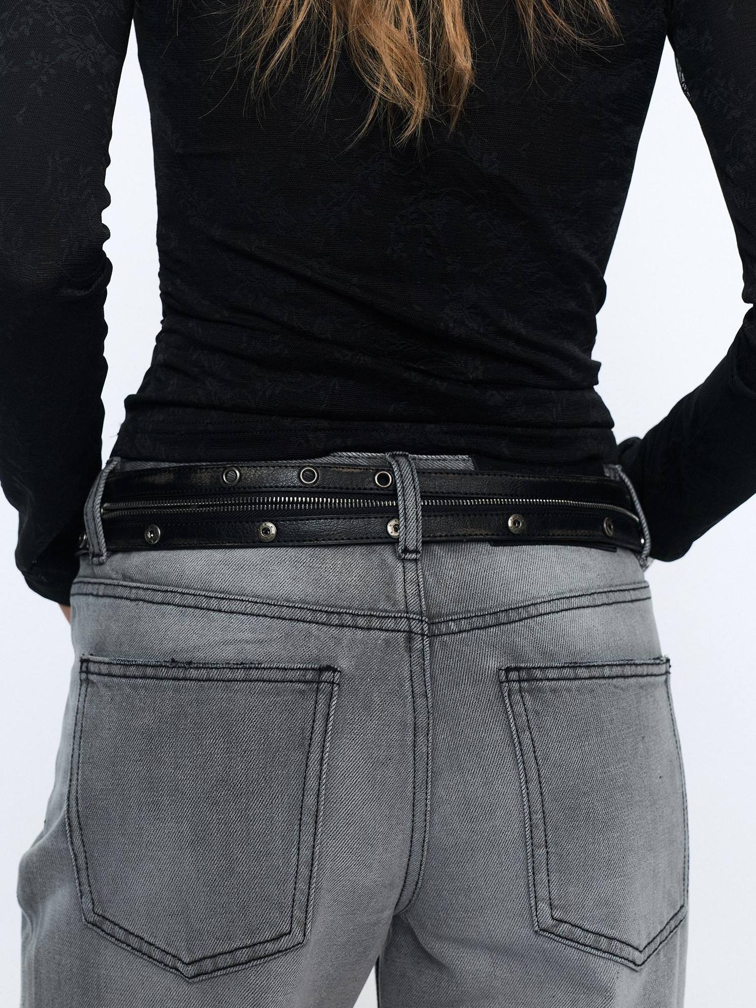 2th Desire Studded Statement Polyester Waist Belt With Metal Buckle Women Fashion Belts