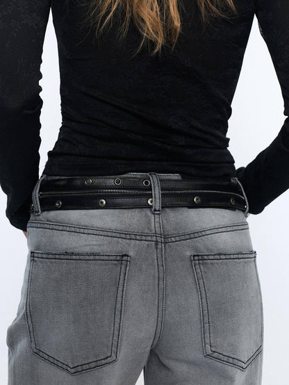2th Desire Studded Statement Polyester Waist Belt With Metal Buckle Women Fashion Belts