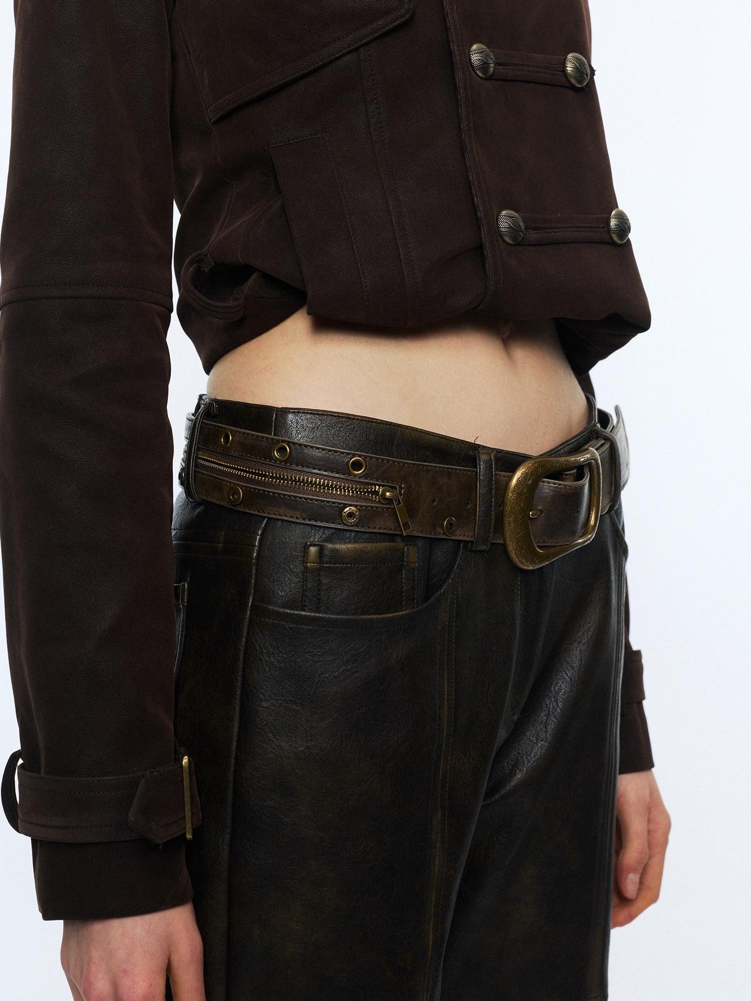 2th Desire Studded Statement Polyester Waist Belt With Metal Buckle Women Fashion Belts