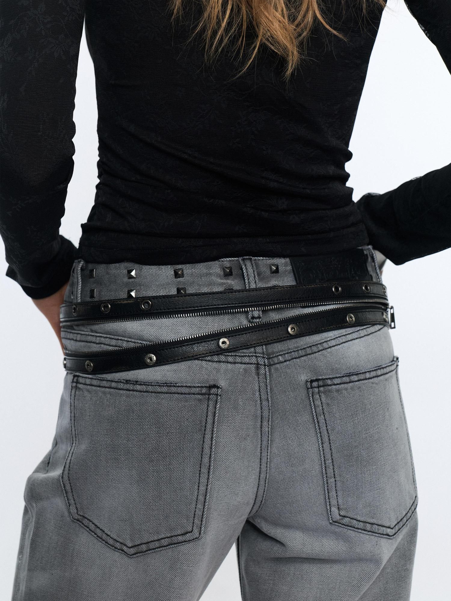 2th Desire Studded Statement Polyester Waist Belt With Metal Buckle Women Fashion Belts
