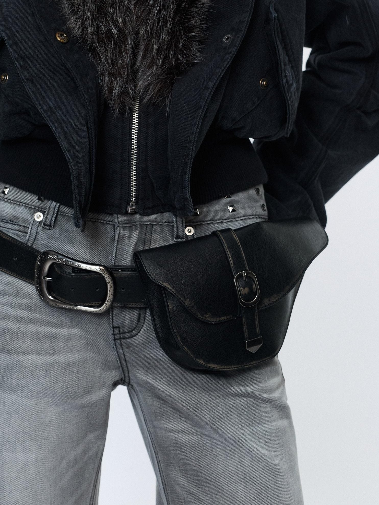 2th Desire Studded Statement Polyester Waist Belt With Metal Buckle Women Fashion Belts