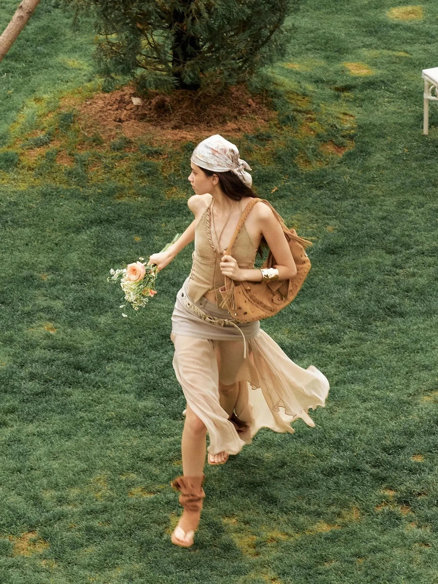 Textured Pleated Plaid Mesh Asym Hem Chiffon Maxi Skirt