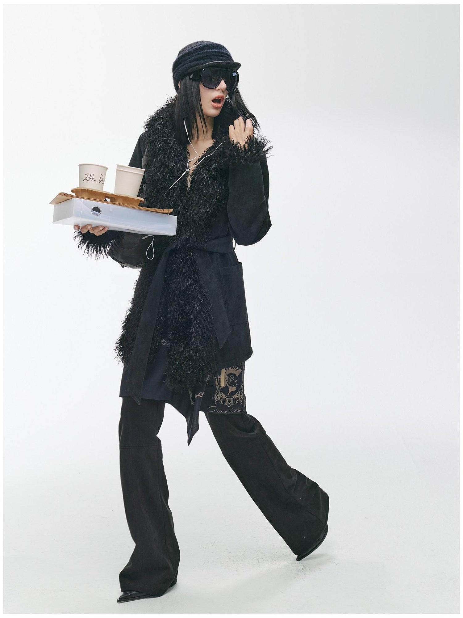 2th Desire Thick Faux Fur Trim Punk Style Women Fashion Polyester Wide Belts
