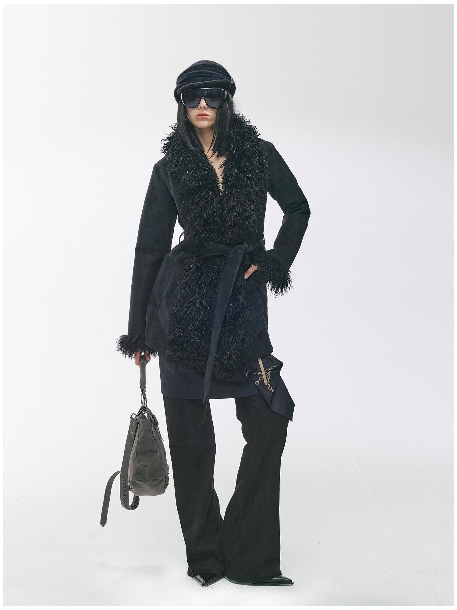 2th Desire Thick Faux Fur Trim Punk Style Women Fashion Polyester Wide Belts