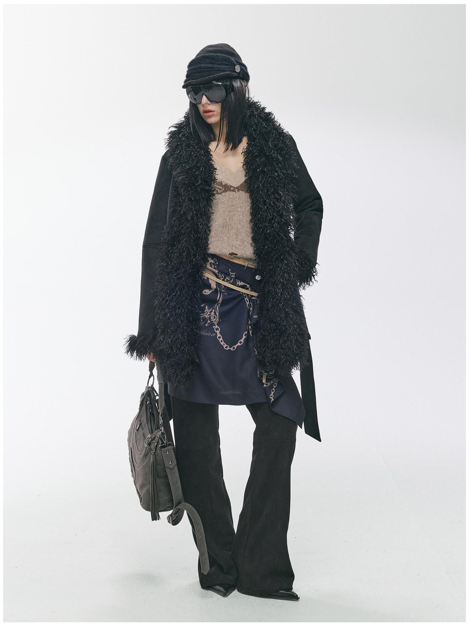 2th Desire Thick Faux Fur Trim Punk Style Women Fashion Polyester Wide Belts