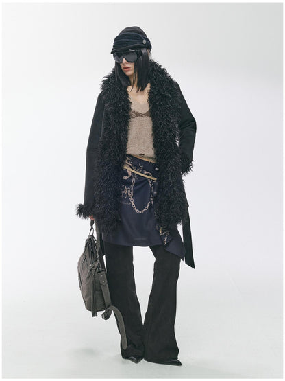2th Desire Thick Faux Fur Trim Punk Style Women Fashion Polyester Wide Belts