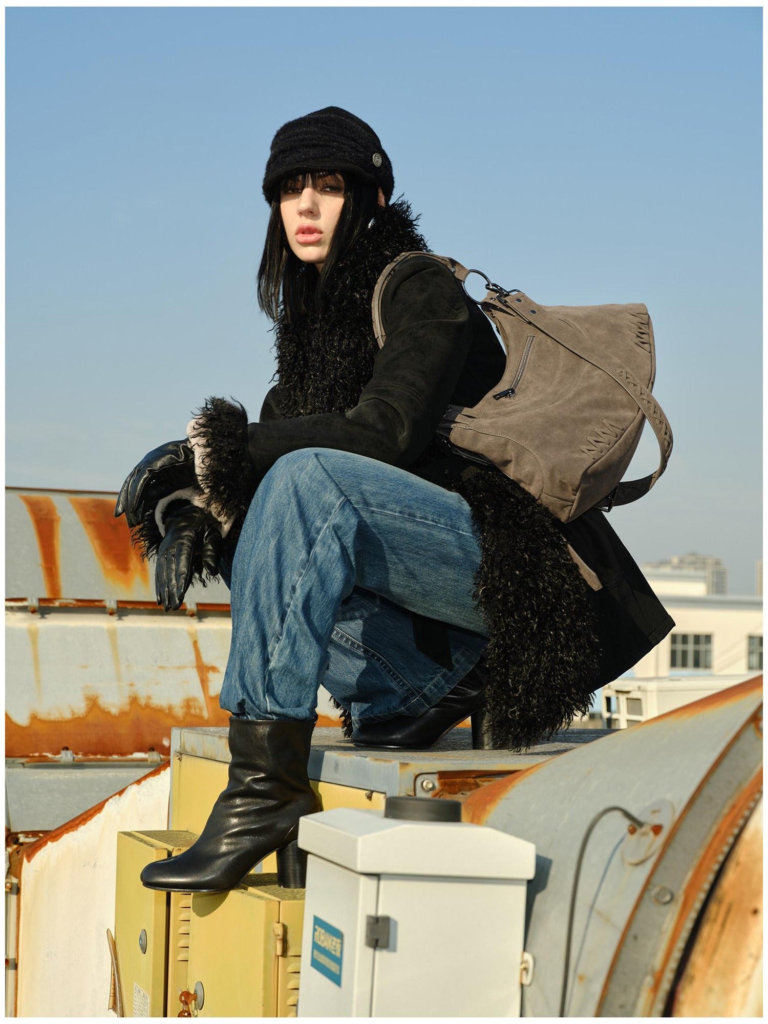 2th Desire Thick Faux Fur Trim Punk Style Women Fashion Polyester Wide Belts
