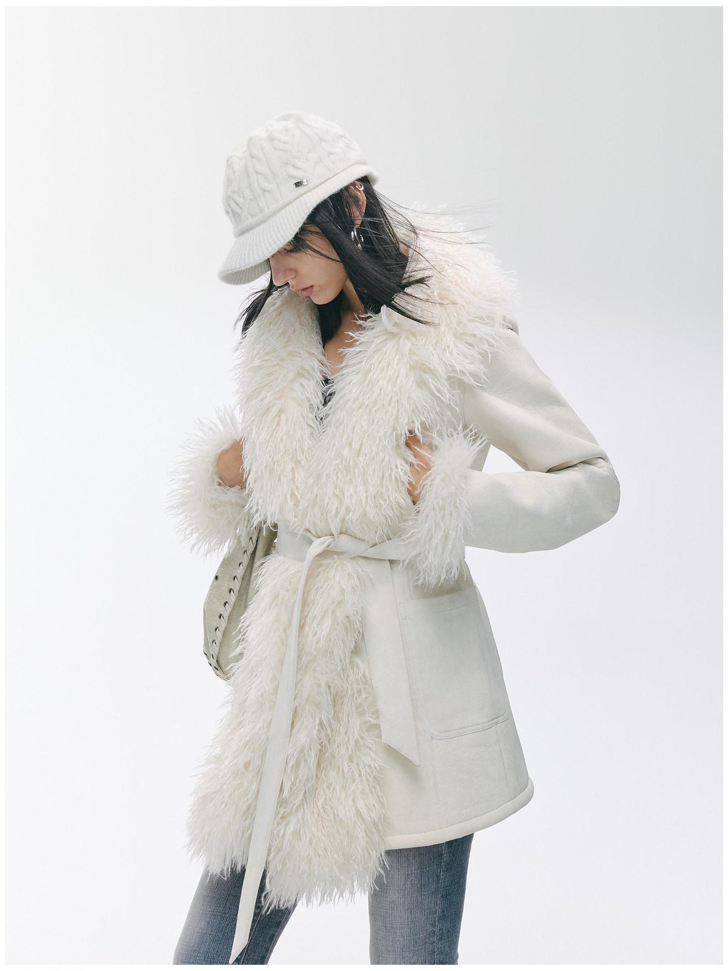 2th Desire Thick Faux Fur Trim Punk Style Women Fashion Polyester Wide Belts