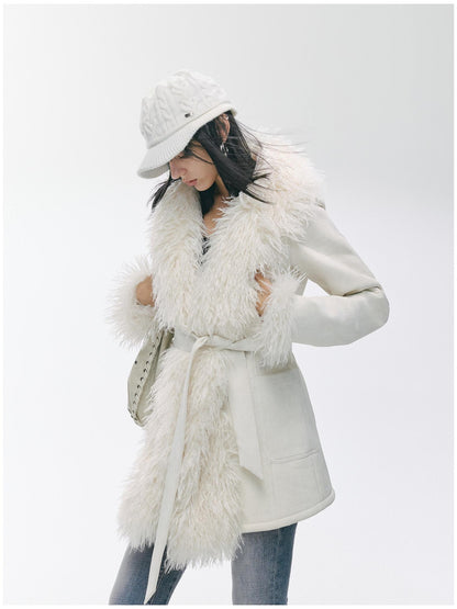 2th Desire Thick Faux Fur Trim Punk Style Women Fashion Polyester Wide Belts