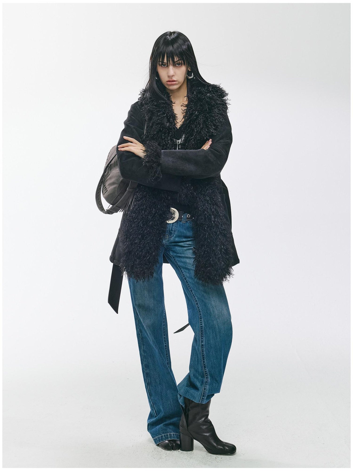 2th Desire Thick Faux Fur Trim Punk Style Women Fashion Polyester Wide Belts