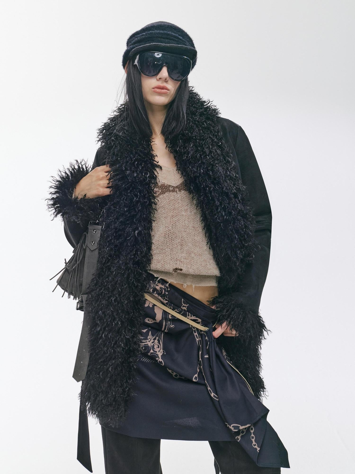 2th Desire Thick Faux Fur Trim Punk Style Women Fashion Polyester Wide Belts