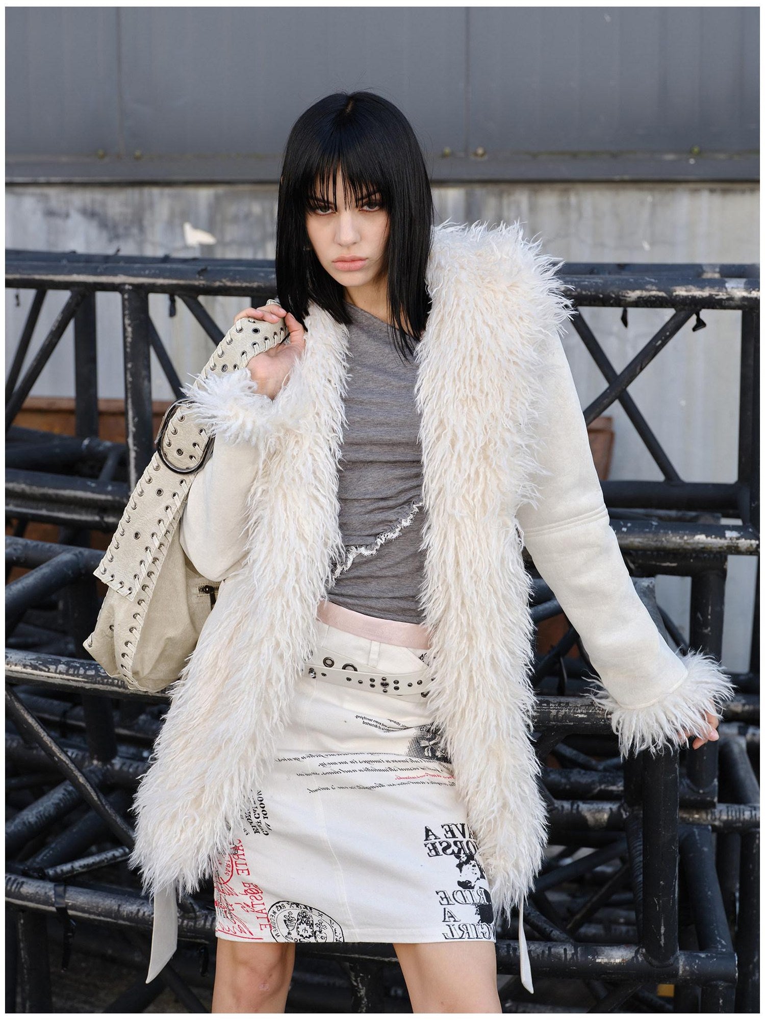 2th Desire Thick Faux Fur Trim Punk Style Women Fashion Polyester Wide Belts