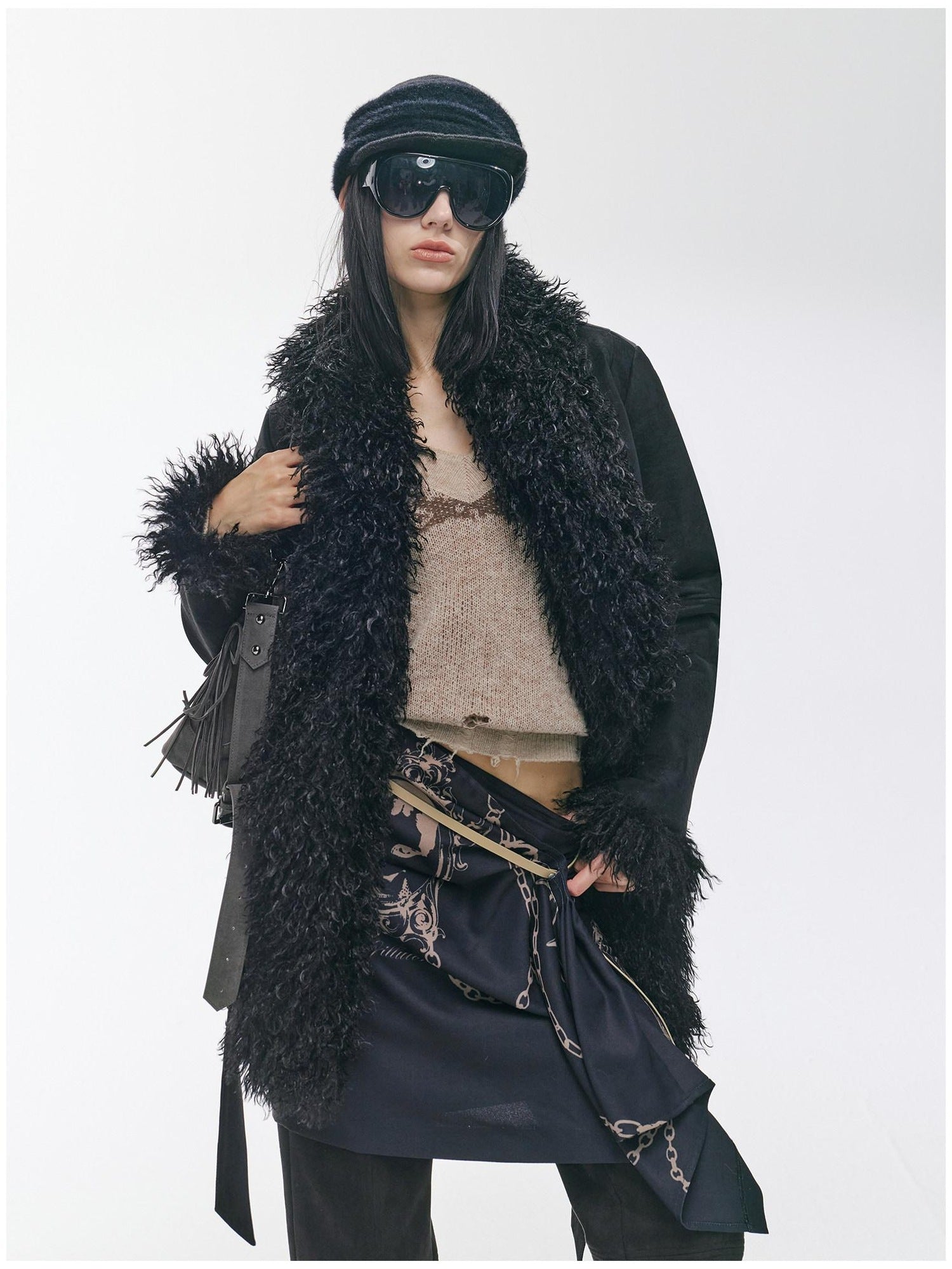 2th Desire Thick Faux Fur Trim Punk Style Women Fashion Polyester Wide Belts