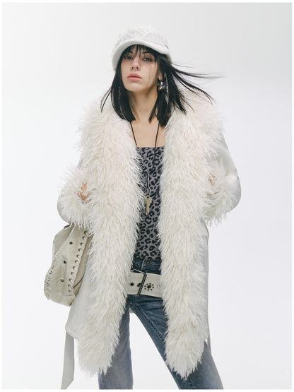 2th Desire Thick Faux Fur Trim Punk Style Women Fashion Polyester Wide Belts