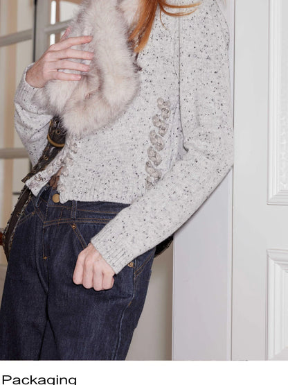 Two Tone Faux Fur Scarf With Leather Label